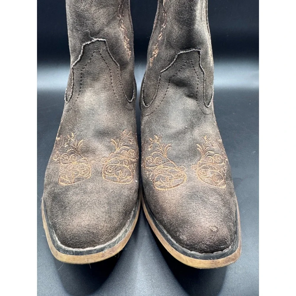Roper Kids Brown Faux Suede Embroidered Western Cowboy Boots Youth Size 3